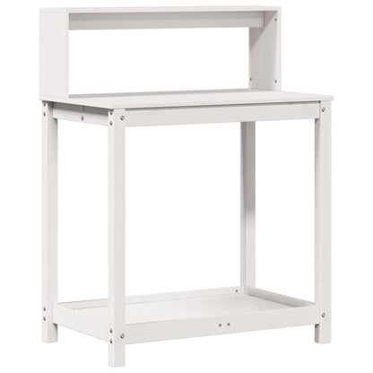 Utendørs Blomsterstativ Plantebord med hyller Hvit 82,5x50x109,5 cm heltre furu