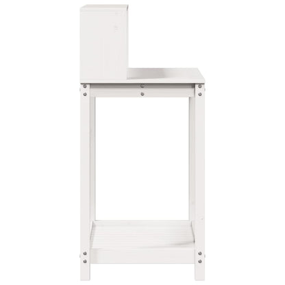 Utendørs Blomsterstativ Plantebord med hyller Hvit 82,5x50x109,5 cm heltre furu