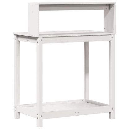 Utendørs Blomsterstativ Plantebord med hyller Hvit 82,5x50x109,5 cm heltre furu