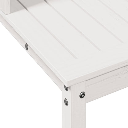 Utendørs Blomsterstativ Plantebord med hyller Hvit 82,5x50x109,5 cm heltre furu