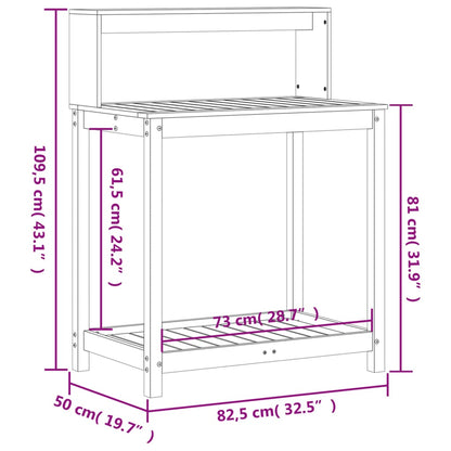 Utendørs Blomsterstativ Plantebord med hyller Hvit 82,5x50x109,5 cm heltre furu