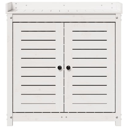 Utendørs Blomsterstativ Plantebord med hyller Hvit 82,5x50x86,5 cm heltre furu