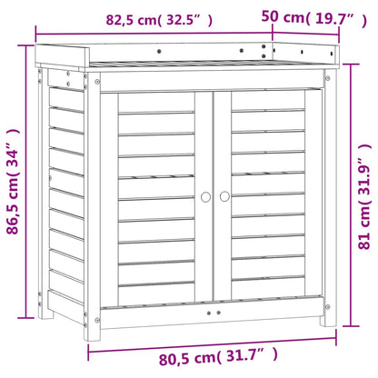 Utendørs Blomsterstativ Plantebord med hyller Hvit 82,5x50x86,5 cm heltre furu