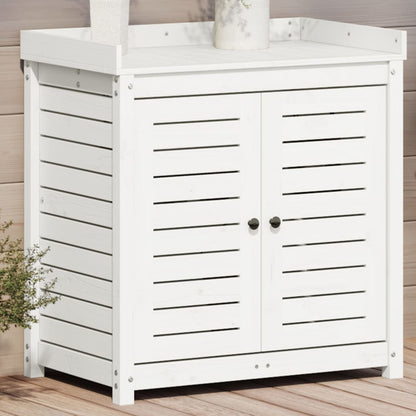 Utendørs Blomsterstativ Plantebord med hyller Hvit 82,5x50x86,5 cm heltre furu