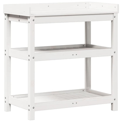 Utendørs Blomsterstativ Plantebord med hyller Hvit 82,5x45x86,5 cm heltre furu