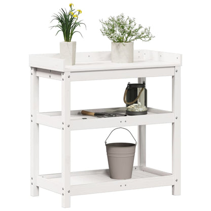 Utendørs Blomsterstativ Plantebord med hyller Hvit 82,5x45x86,5 cm heltre furu