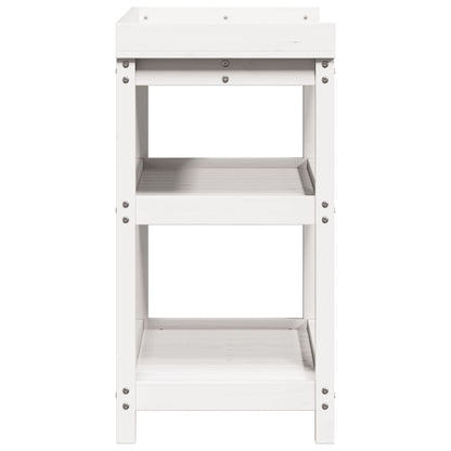 Utendørs Blomsterstativ Plantebord med hyller Hvit 82,5x45x86,5 cm heltre furu