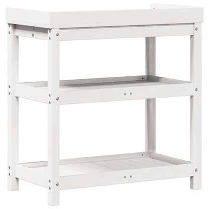 Utendørs Blomsterstativ Plantebord med hyller Hvit 82,5x45x86,5 cm heltre furu