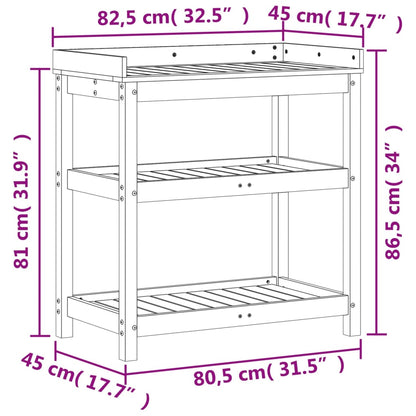 Utendørs Blomsterstativ Plantebord med hyller Hvit 82,5x45x86,5 cm heltre furu