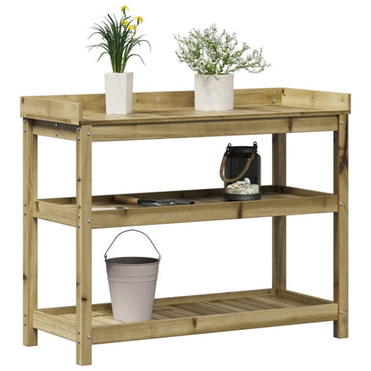 Utendørs Blomsterstativ Plantebord med hyller 108x45x86,5 cm heltre furu