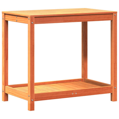 Utendørs Blomsterstativ Plantebord med hylle voksbrun 82,5x50x75 cm heltre furu