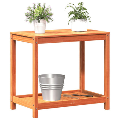 Utendørs Blomsterstativ Plantebord med hylle voksbrun 82,5x50x75 cm heltre furu