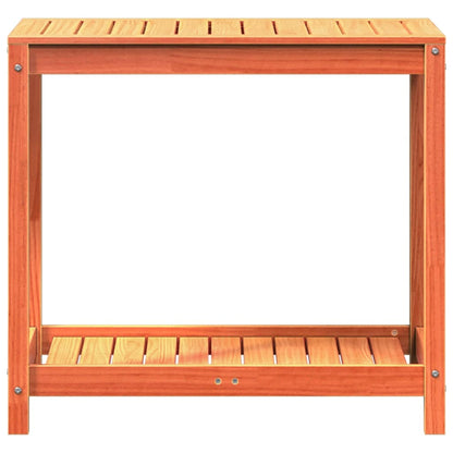 Utendørs Blomsterstativ Plantebord med hylle voksbrun 82,5x50x75 cm heltre furu