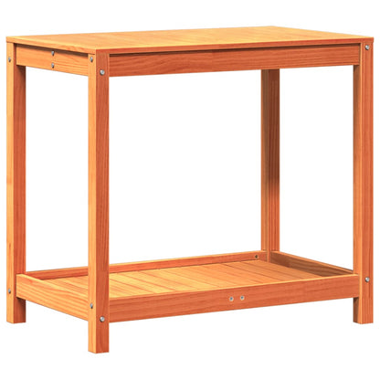 Utendørs Blomsterstativ Plantebord med hylle voksbrun 82,5x50x75 cm heltre furu