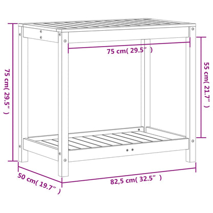 Utendørs Blomsterstativ Plantebord med hylle voksbrun 82,5x50x75 cm heltre furu