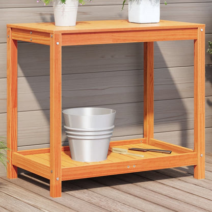 Utendørs Blomsterstativ Plantebord med hylle voksbrun 82,5x50x75 cm heltre furu