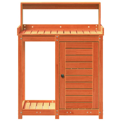 Pottebord med hyller brun 82,5x50x109,5 cm heltre furu