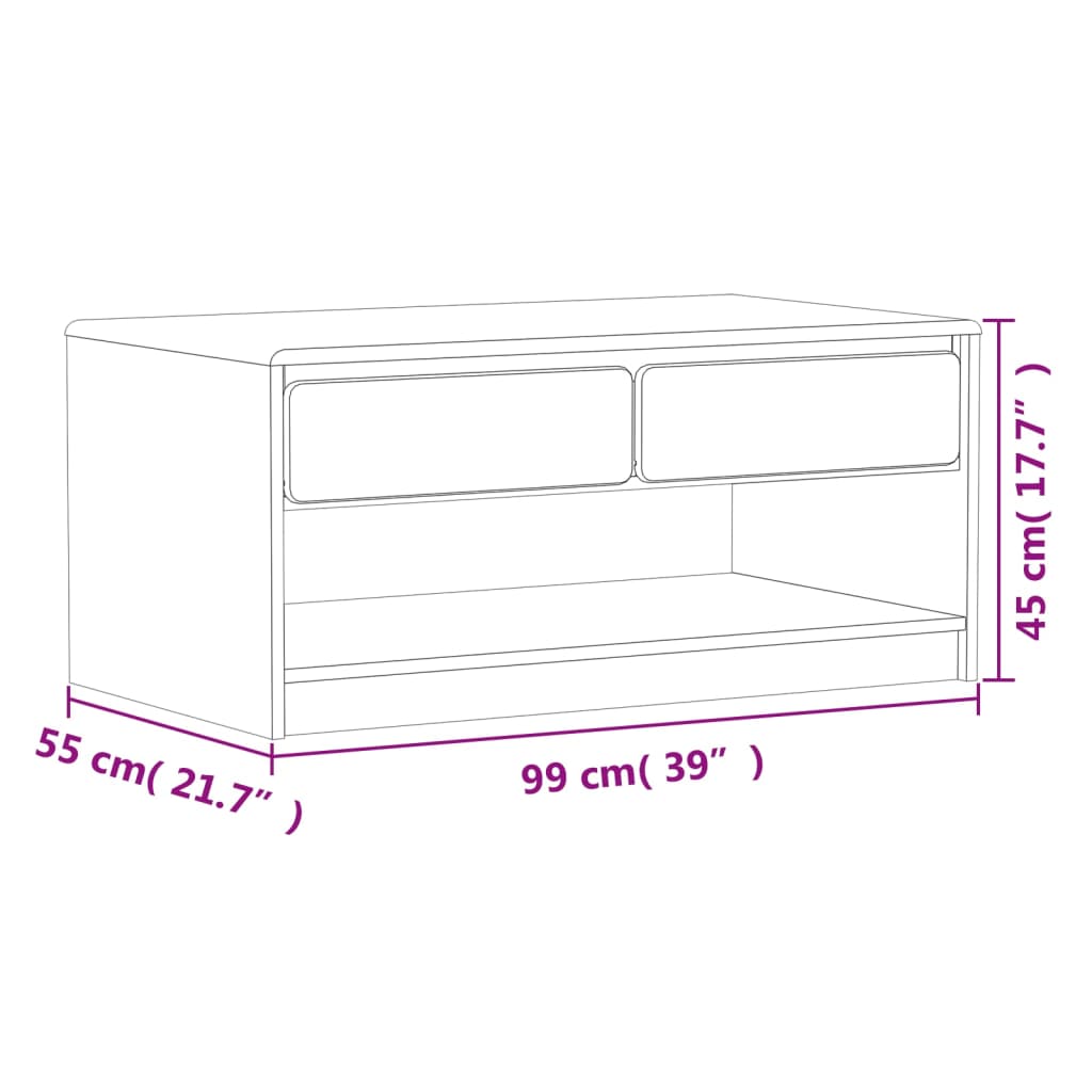 Salongbord Sofabord Tre heltre furu SAUDA Eik 99x55x45 cm