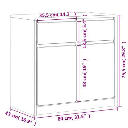 Skjenk Tre heltre furu SAUDA Eik 80x43x75,5 cm