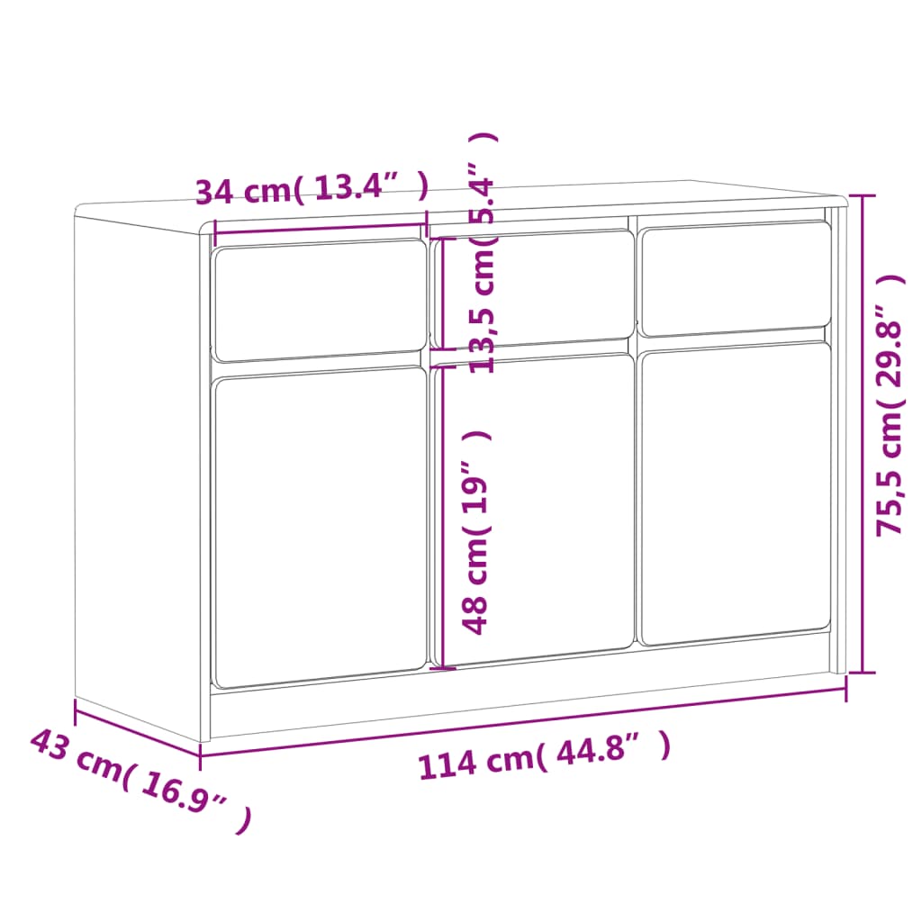 Skjenk Brun Eik SAUDA Eik 114x43x75,5 cm heltre furu