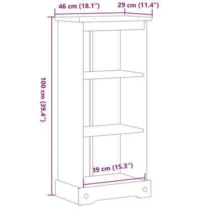 Bokhylle DIV. Corona 46x29x100 cm heltre furu