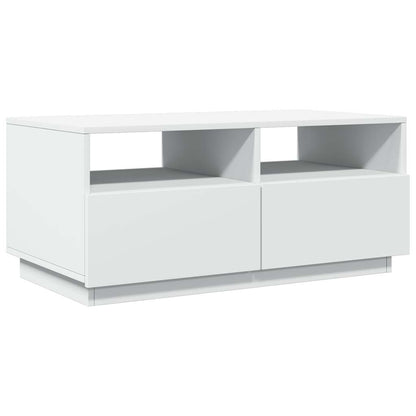 Salongbord Sofabord Hvit med LED-lys 90x49x40 cm