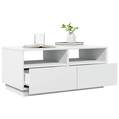 Salongbord Sofabord Hvit med LED-lys 90x49x40 cm