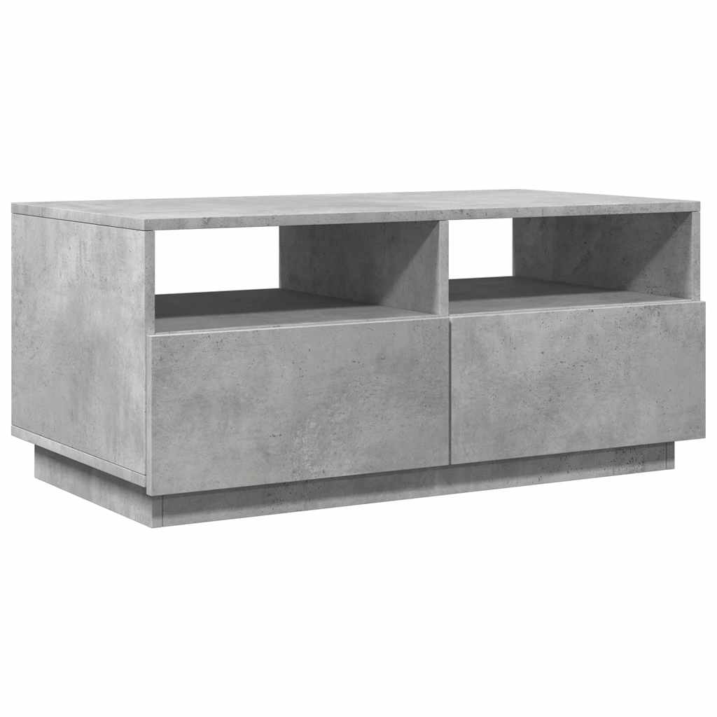 Salongbord Sofabord Betonggrå med LED-lys 90x49x40 cm
