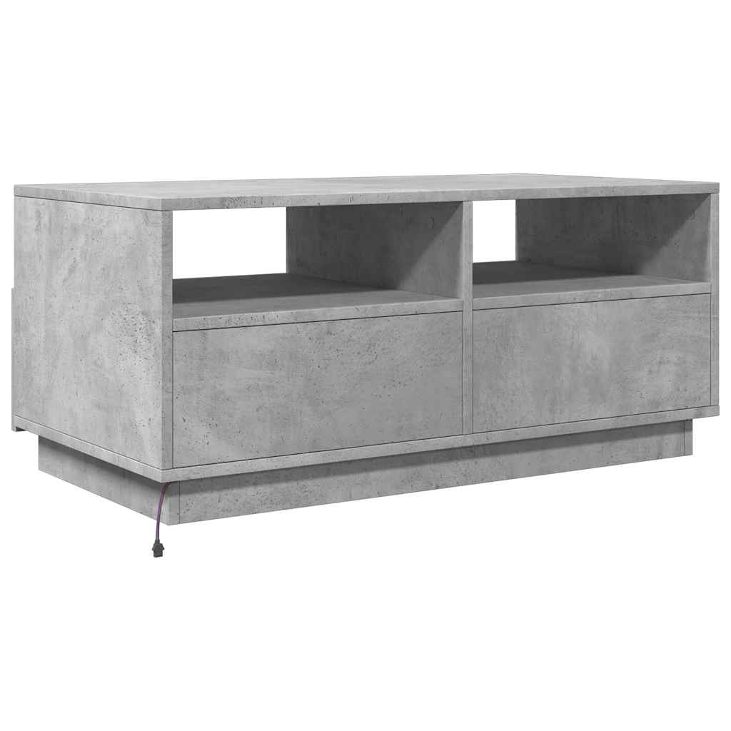 Salongbord Sofabord Betonggrå med LED-lys 90x49x40 cm