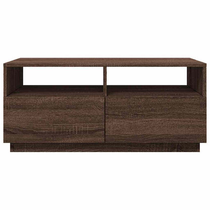 Salongbord Sofabord Brun Eik med LED-lys 90x49x40 cm