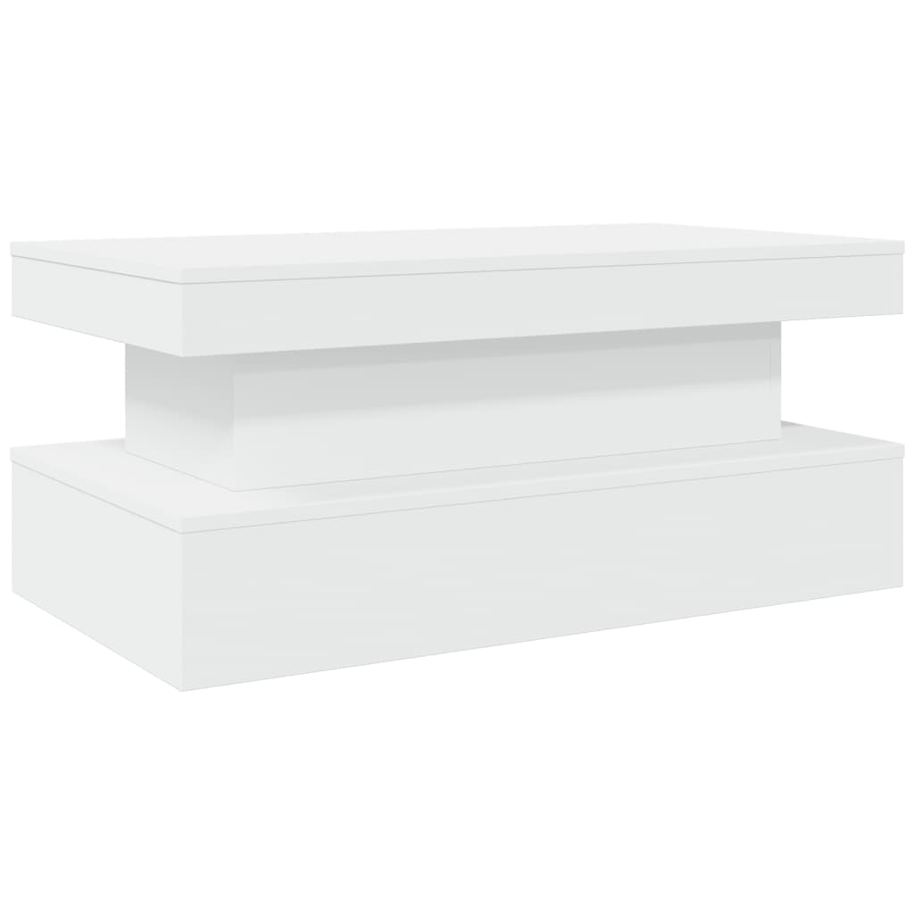 Salongbord Sofabord Hvit med LED-lys 90x50x40 cm