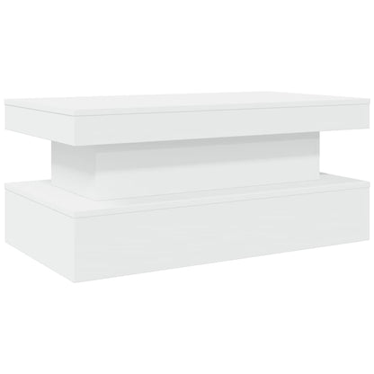 Salongbord Sofabord Hvit med LED-lys 90x50x40 cm