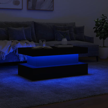 Salongbord Sofabord Hvit med LED-lys 90x50x40 cm