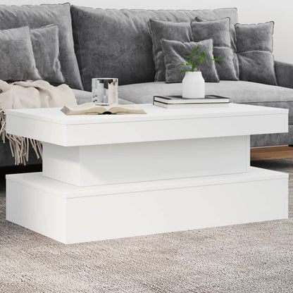 Salongbord Sofabord Hvit med LED-lys 90x50x40 cm