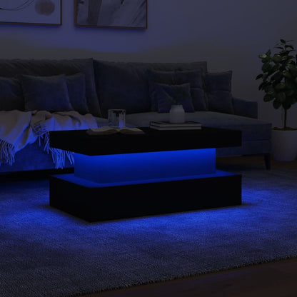 Salongbord Sofabord Svart med LED-lys 90x50x40 cm
