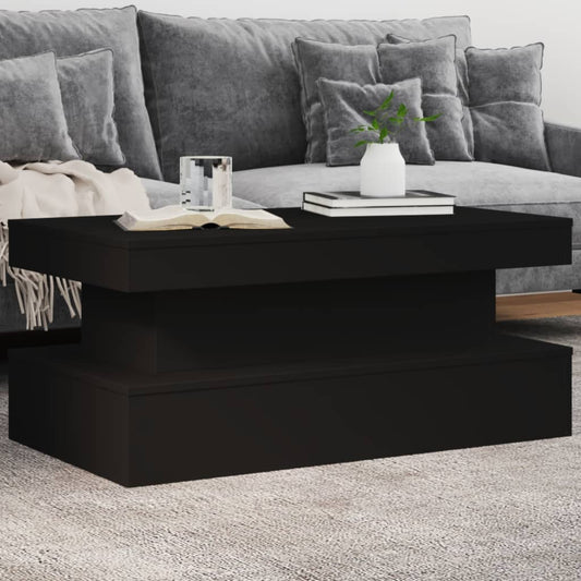 Salongbord Sofabord Svart med LED-lys 90x50x40 cm