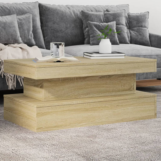 Salongbord Sofabord Sonoma Eik med LED-lys 90x50x40 cm