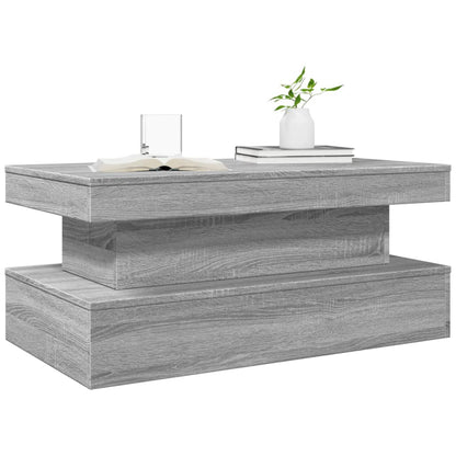 Salongbord Sofabord Sonoma Grå med LED-lys 90x50x40 cm