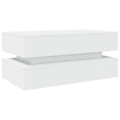 Salongbord Sofabord Hvit med LED-lys 90x50x40 cm