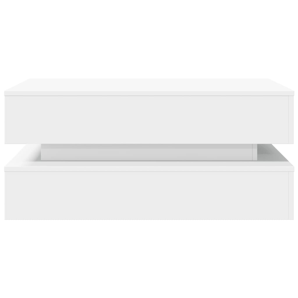 Salongbord Sofabord Hvit med LED-lys 90x50x40 cm
