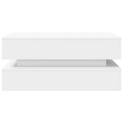 Salongbord Sofabord Hvit med LED-lys 90x50x40 cm