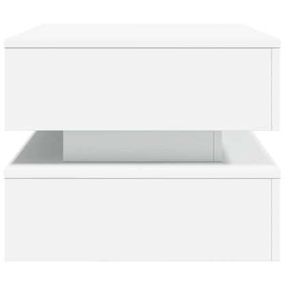 Salongbord Sofabord Hvit med LED-lys 90x50x40 cm