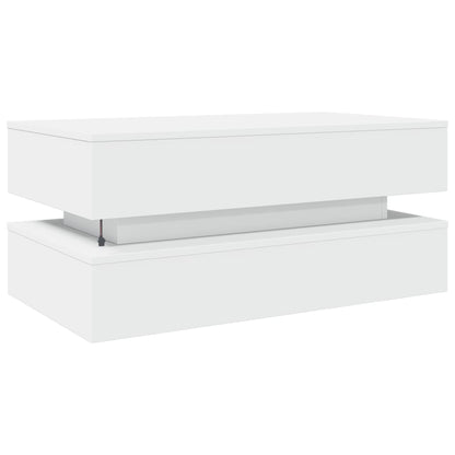 Salongbord Sofabord Hvit med LED-lys 90x50x40 cm