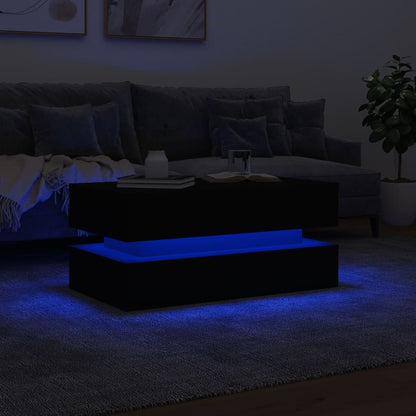 Salongbord Sofabord Svart med LED-lys 90x50x40 cm