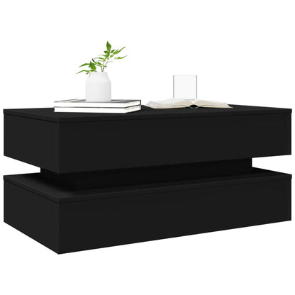 Salongbord Sofabord Svart med LED-lys 90x50x40 cm