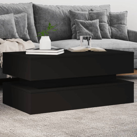 Salongbord Sofabord Svart med LED-lys 90x50x40 cm