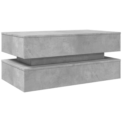 Salongbord Sofabord Betonggrå med LED-lys 90x50x40 cm