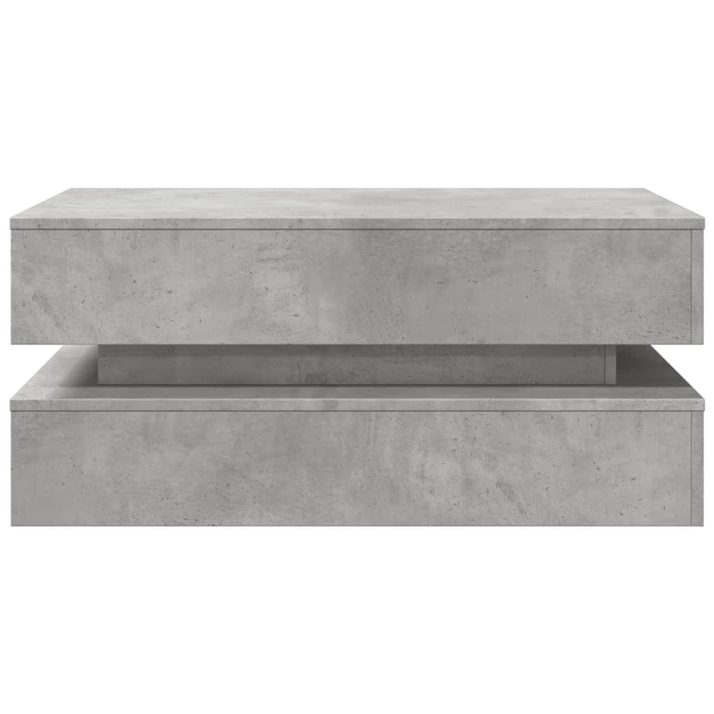 Salongbord Sofabord Betonggrå med LED-lys 90x50x40 cm