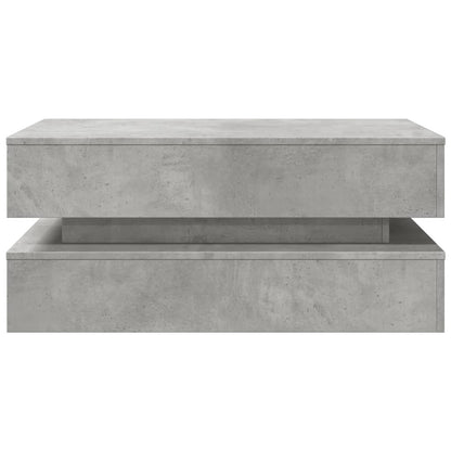 Salongbord Sofabord Betonggrå med LED-lys 90x50x40 cm