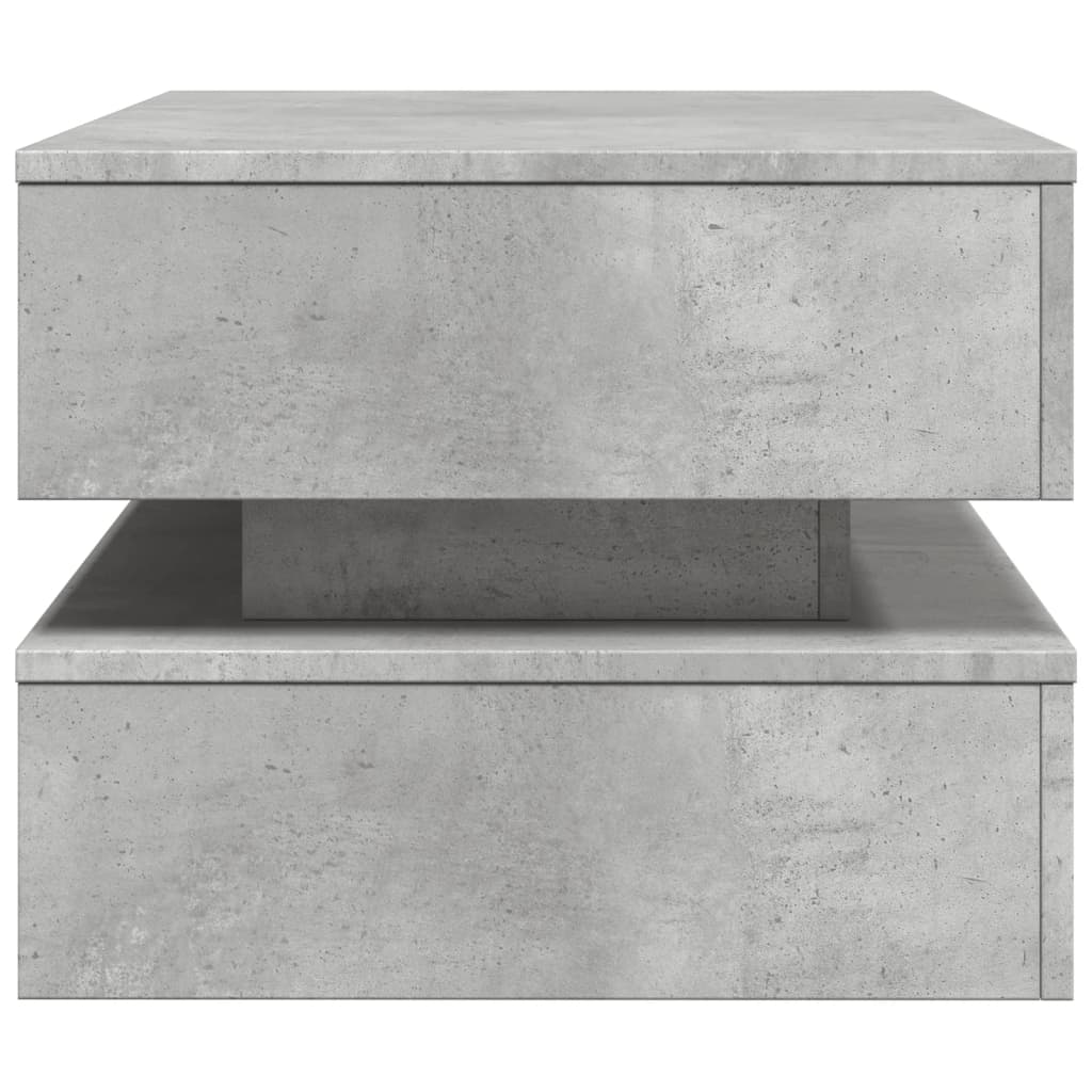 Salongbord Sofabord Betonggrå med LED-lys 90x50x40 cm